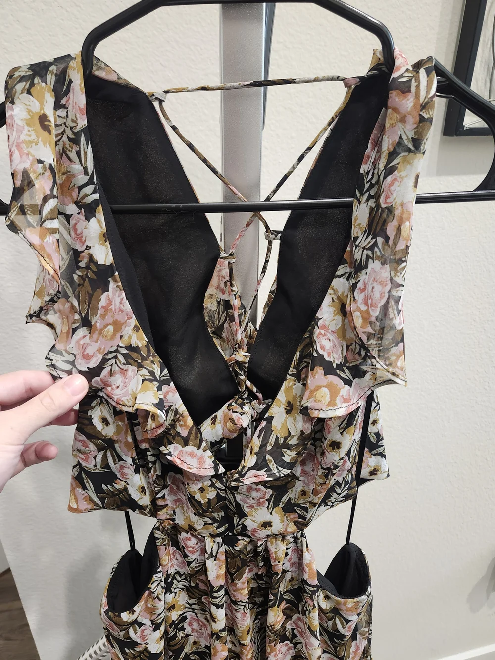 Astr Floral Maxi Dress in Black with Pink & Green Print - Picture 6 of 8